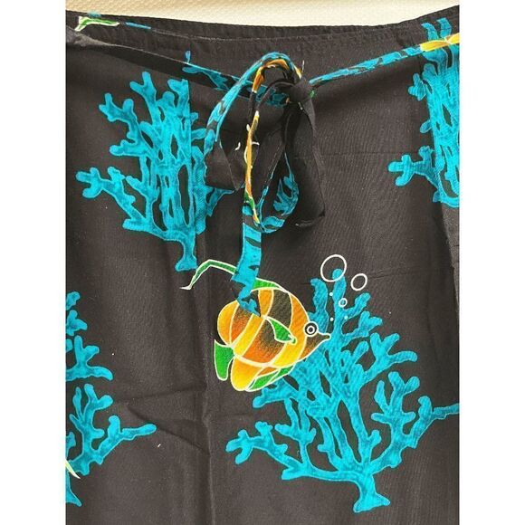 Women's High-rise wrap Lightweight Summer Maxi Skirt Black Size 16 100% Rayon - Picture 4 of 10